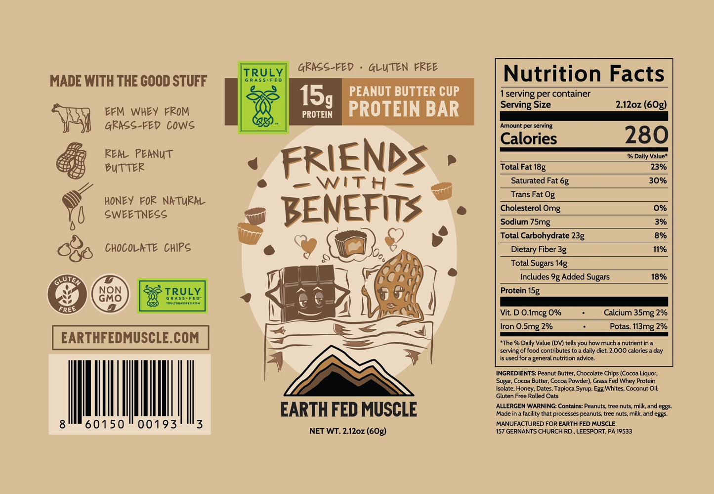 Chocolate Peanut Butter Grass Fed Whey Protein Bars (FREE GIFT)