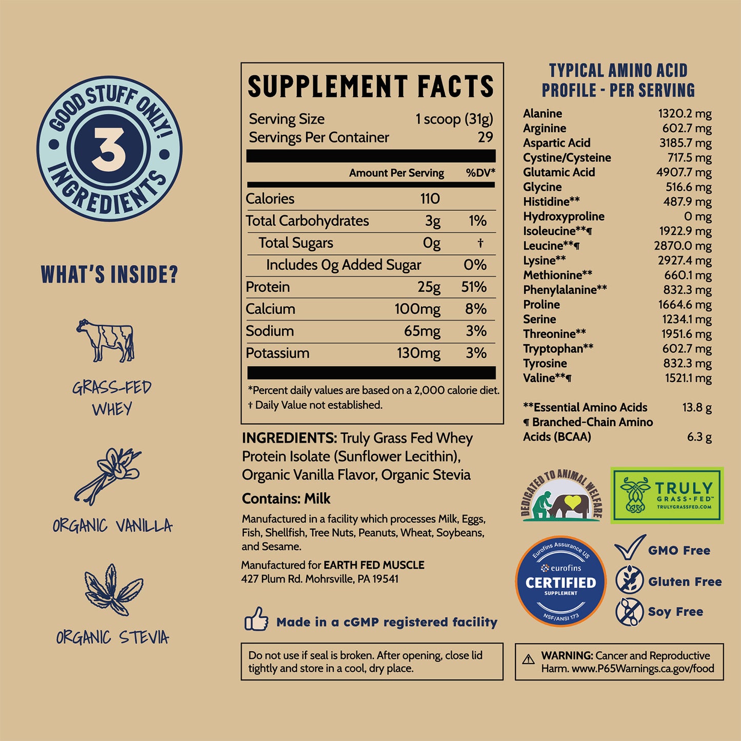 Whey Back Vanilla Grass-Fed Whey Protein