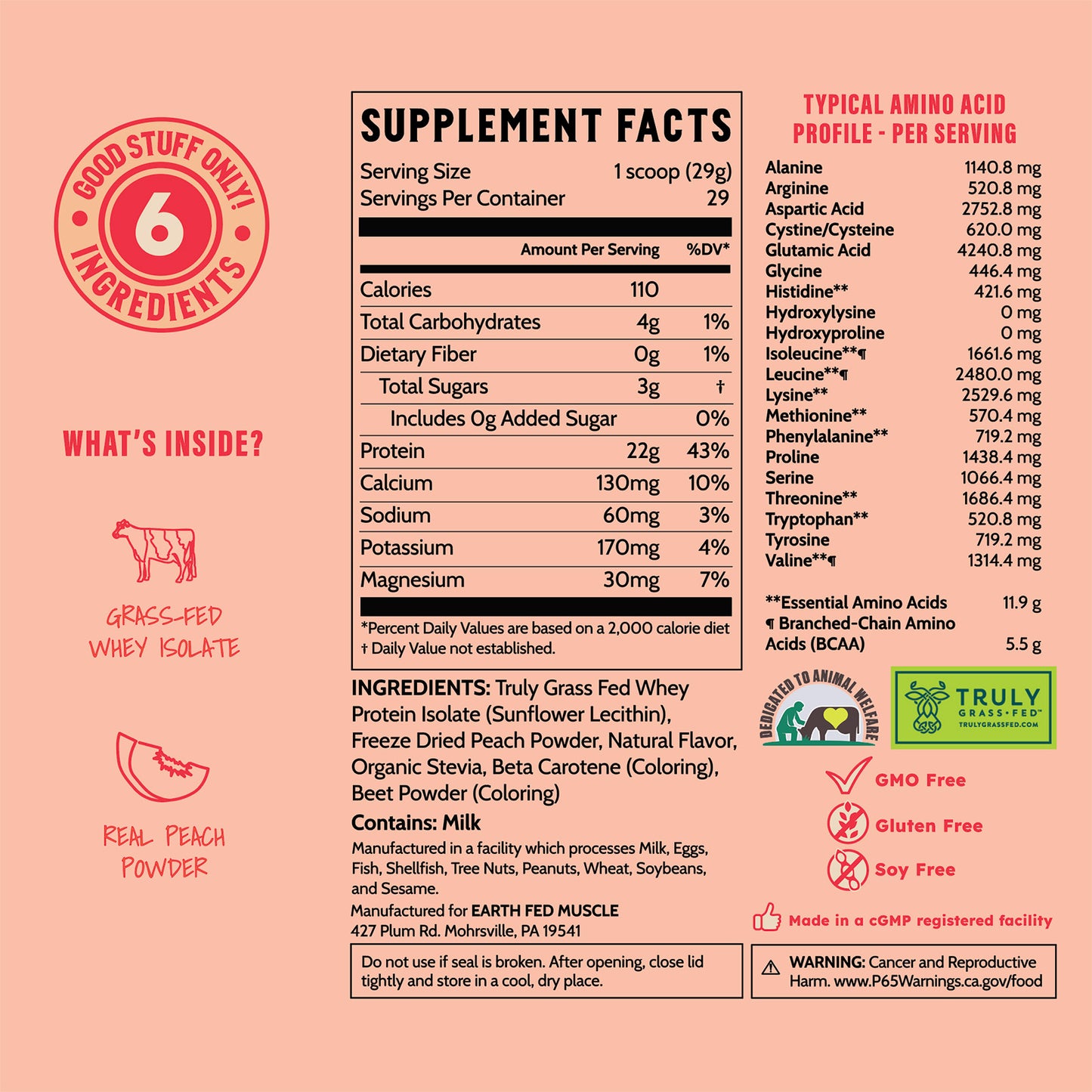 SEASONAL FLAVOR: Peaches & Cream Grass-Fed Whey Protein
