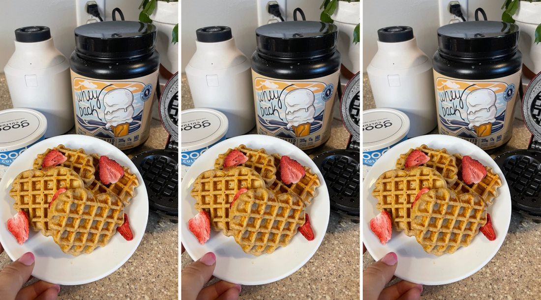 Strawberry Banana Protein Waffles