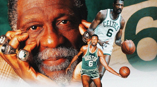 Bill Russell with championship rings, basketball legend