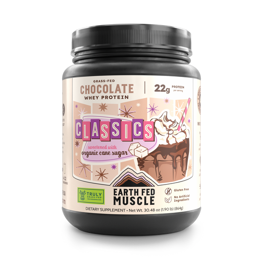 SEASONAL FLAVOR: Classics Chocolate Grass-Fed Whey Protein w/ Real Sugar