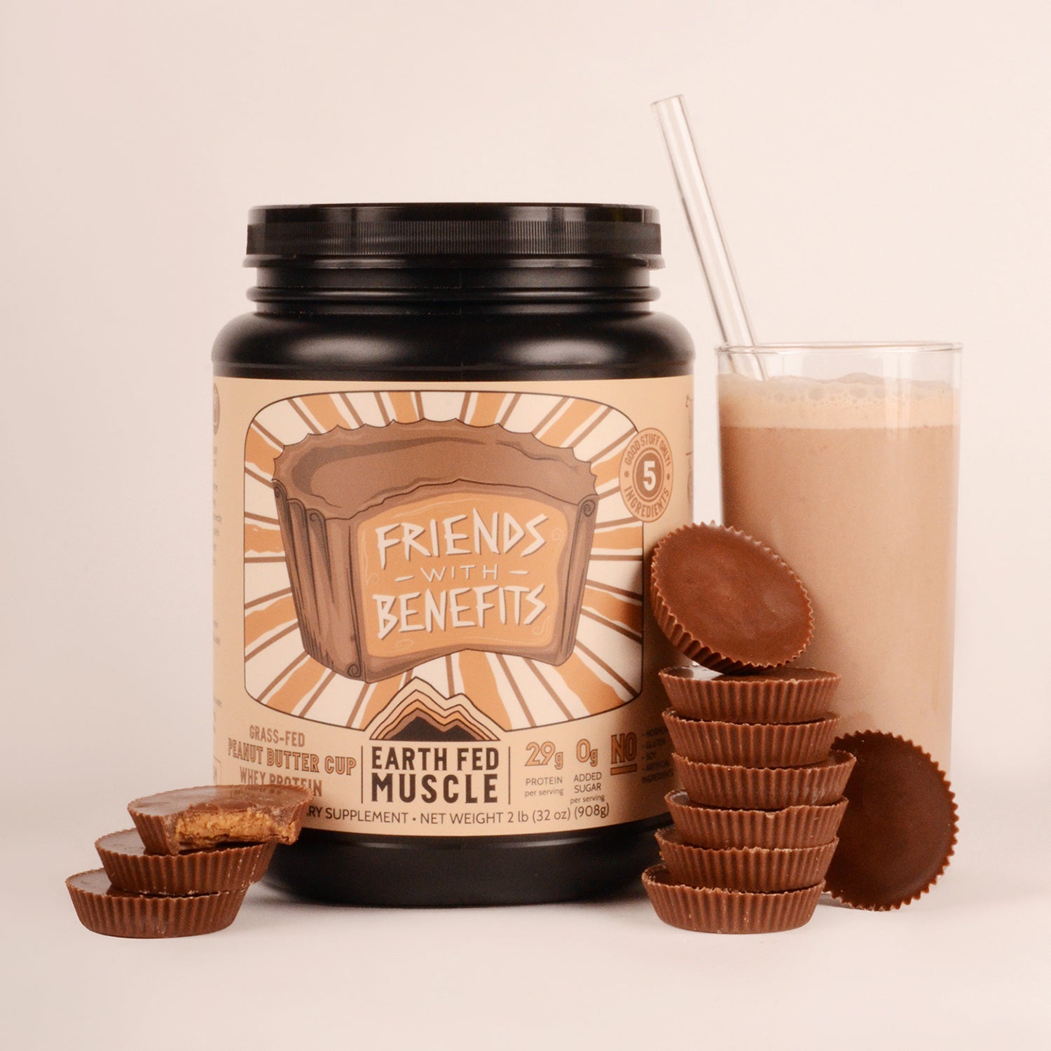 Peanut Butter Cup, Best Tasting Whey Protein Isolate Powder, Truly Grass  Fed, Organic, Gluten Free