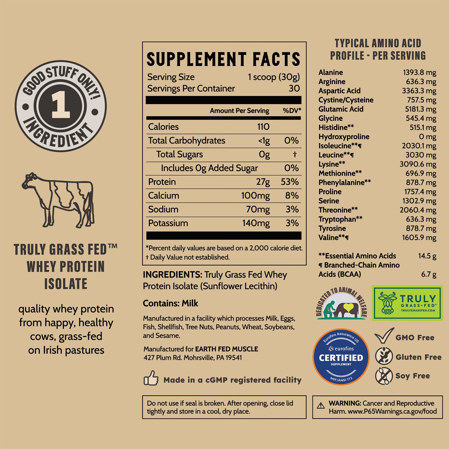Truly Buff Unflavored Grass-Fed Whey Protein