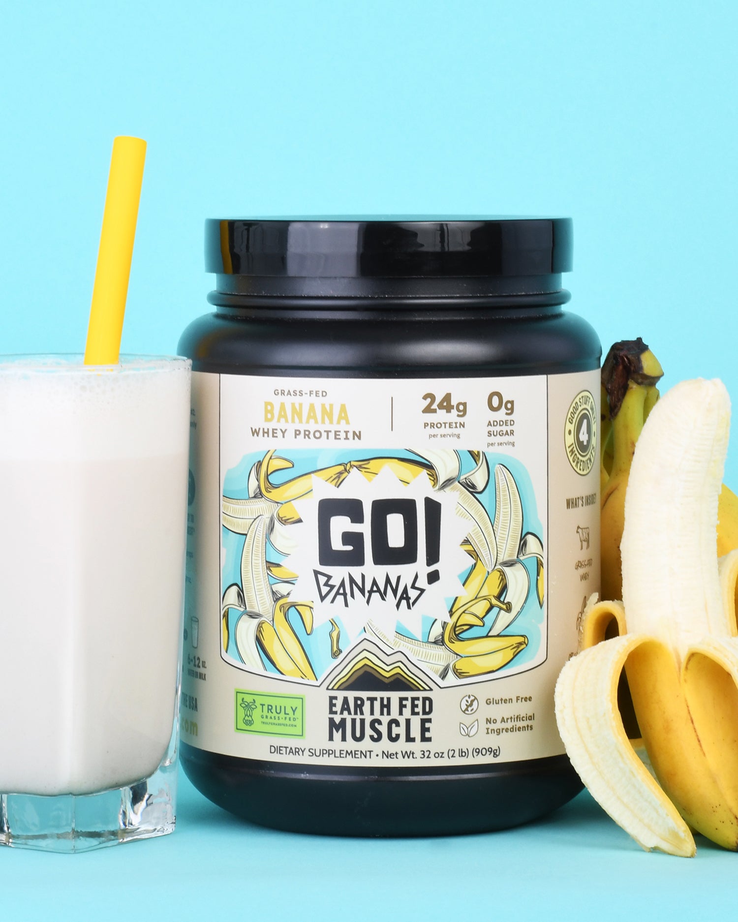 Banana | Best Tasting Whey Protein Isolate Powder | Truly Grass Fed, Organic, Soy Free, Gluten Free