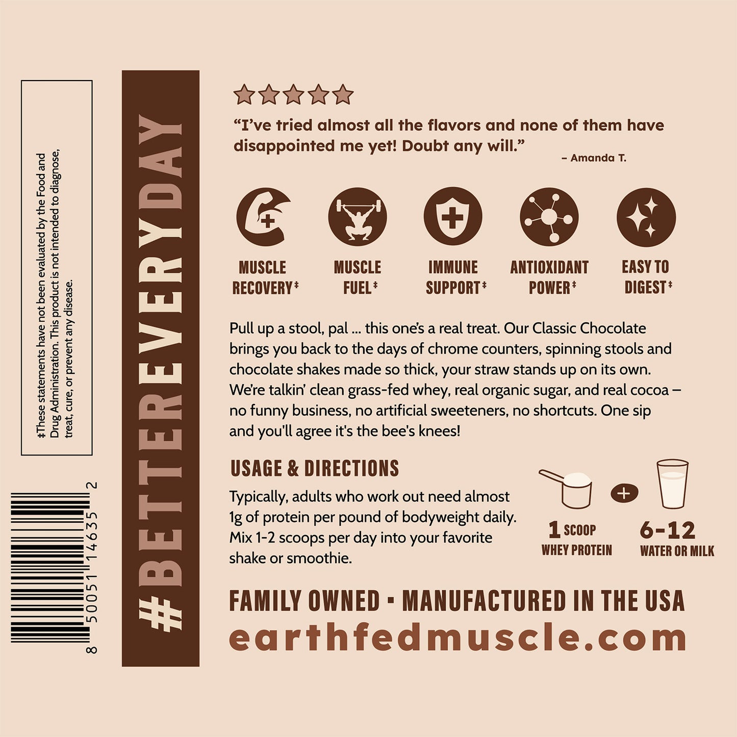 SEASONAL FLAVOR: Classics Chocolate Grass-Fed Whey Protein w/ Real Sugar