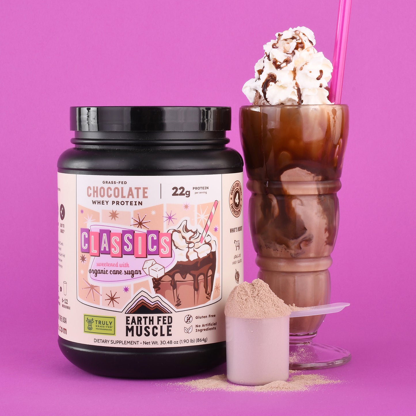 SEASONAL FLAVOR: Classics Chocolate Grass-Fed Whey Protein w/ Real Sugar
