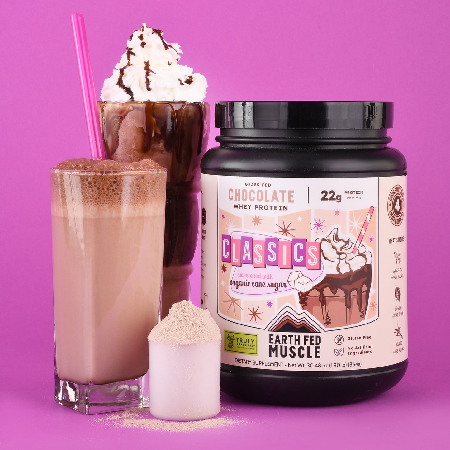 SEASONAL FLAVOR: Classics Chocolate Grass-Fed Whey Protein w/ Real Sugar
