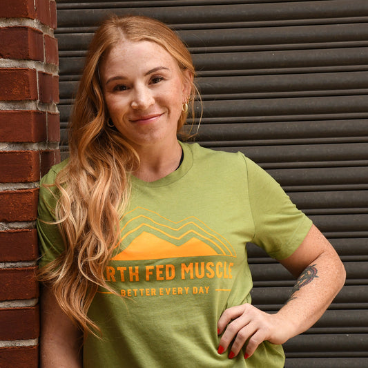 Heather Green Logo Tee - Gold Logo