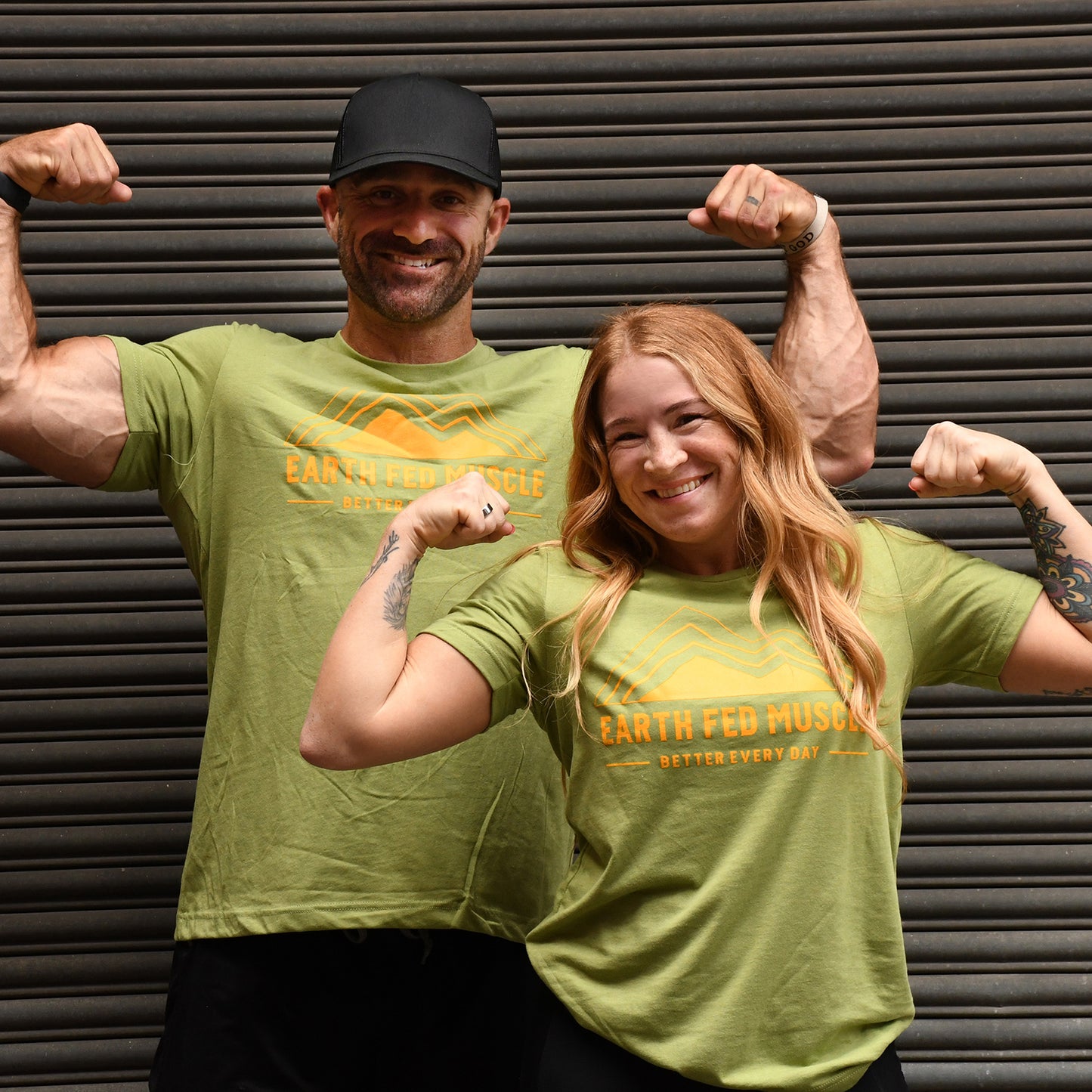 Heather Green Logo Tee - Gold Logo
