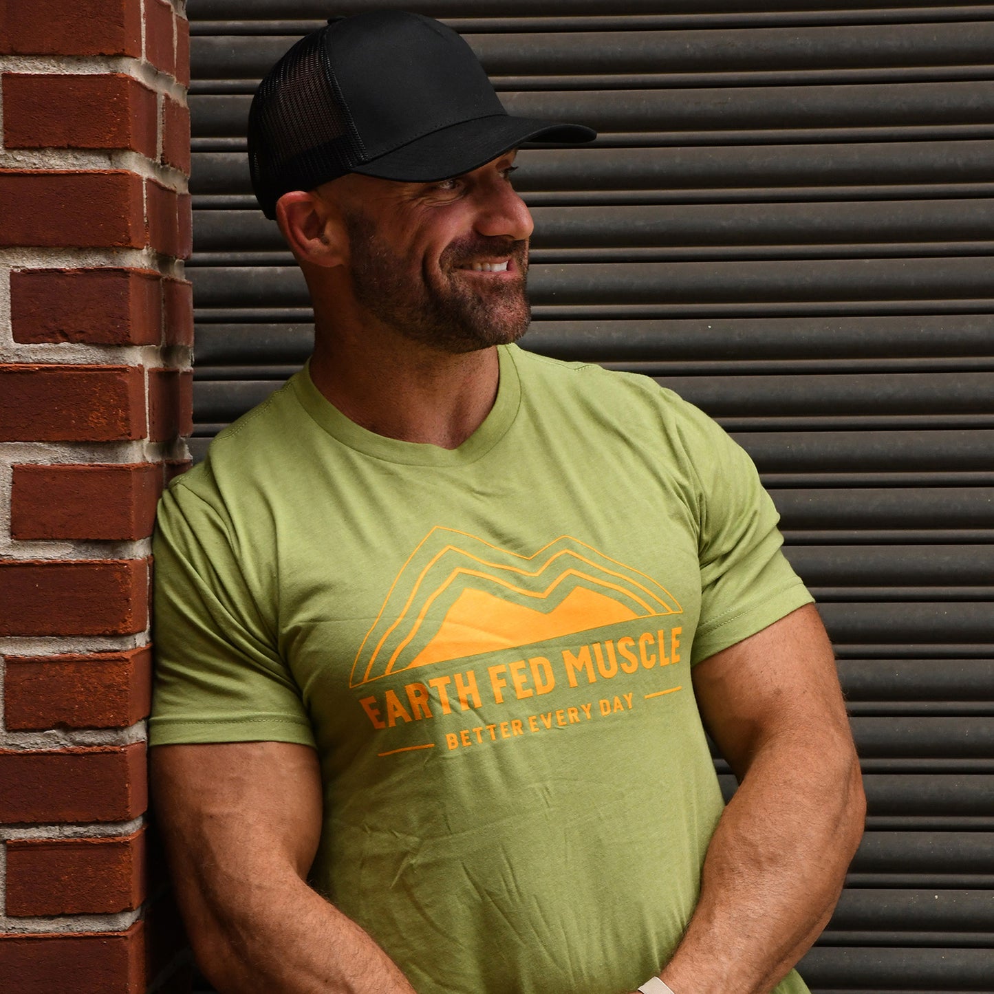 Heather Green Logo Tee - Gold Logo