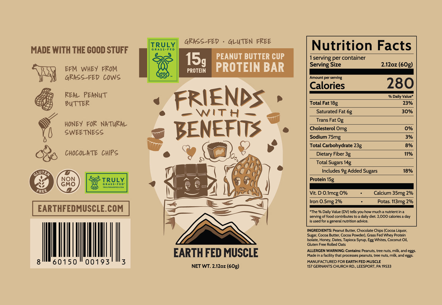 Chocolate Peanut Butter Grass-Fed Whey Protein Bars